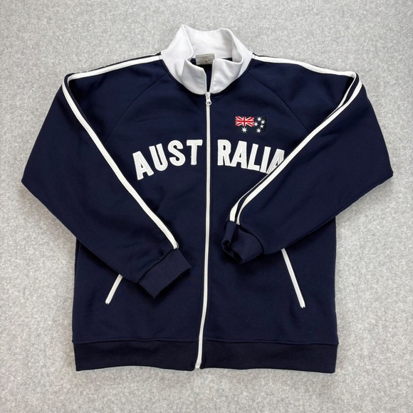 Other - Australia Track Jacket Mens L Navy Blue Cadet Collar Raglan Sleeve Full Zip